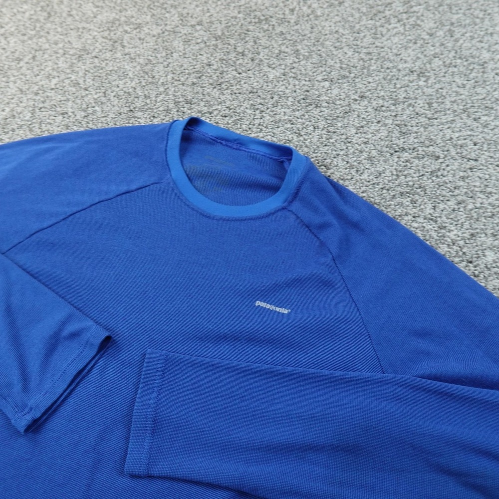 Patagonia‎ Shirt Mens XS Blue Long Sleeve Base Layer Performance Outdoor Hiking